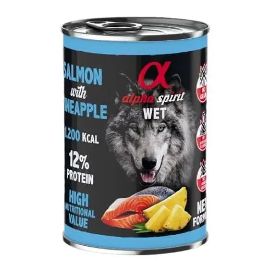 Alpha Spirit Latas de salmón y piña sin cereales 400 g