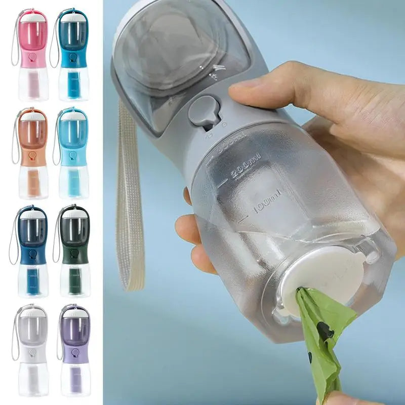 Vaso para perros con bolsa para agua, comida y basura.