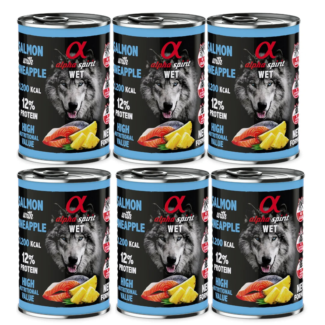 Alpha Spirit Latas de salmón y piña sin cereales 400 g