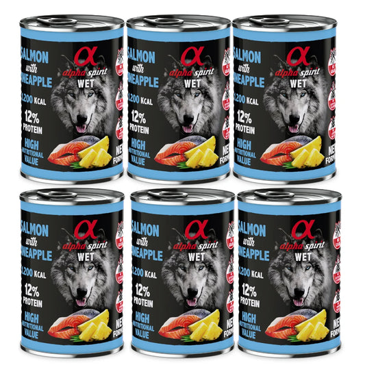 Alpha Spirit Latas de salmón y piña sin cereales 400 g