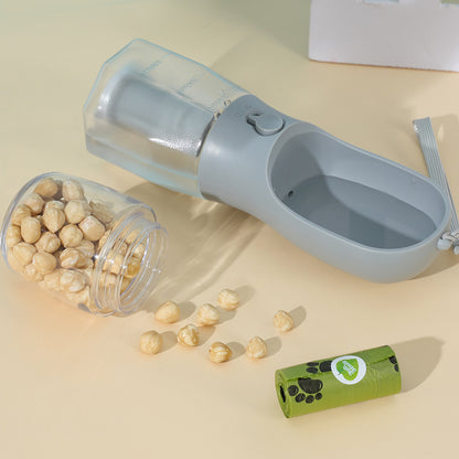 Vaso para perros con bolsa para agua, comida y basura.